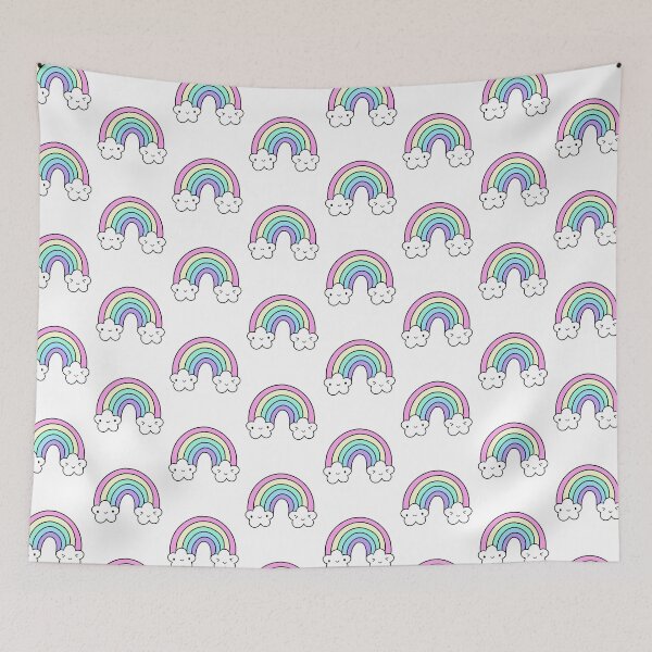 Item preview, Kawaii Rainbow with Happy Clouds in Cute Pastel Colors designed and sold by mariekawaii.