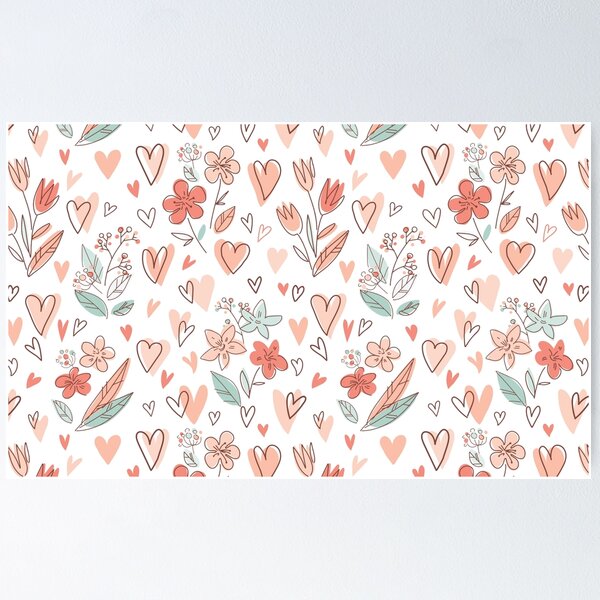 Item preview, Heart and Flowers Pattern designed and sold by WhataCuteTee.