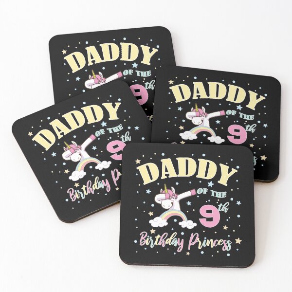 Item preview, Daddy Of The 9th Birthday Princess - 9 Year Old Unicorn Dad print designed and sold by Grabitees.