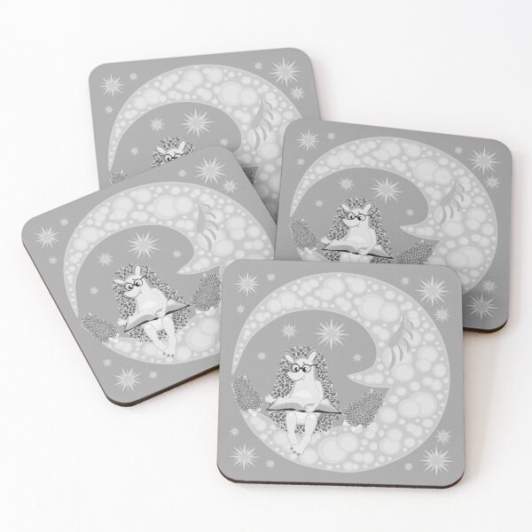 Item preview, A family of hedgehogs with a book are sitting on the moon designed and sold by Magazin-Brenda.