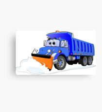 Blue Snow Plow Cartoon Dump Truck Canvas Print