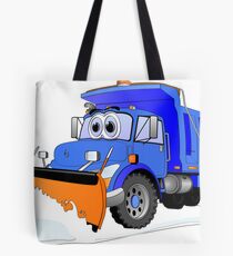 Blue Snow Plow Cartoon Dump Truck Tote Bag