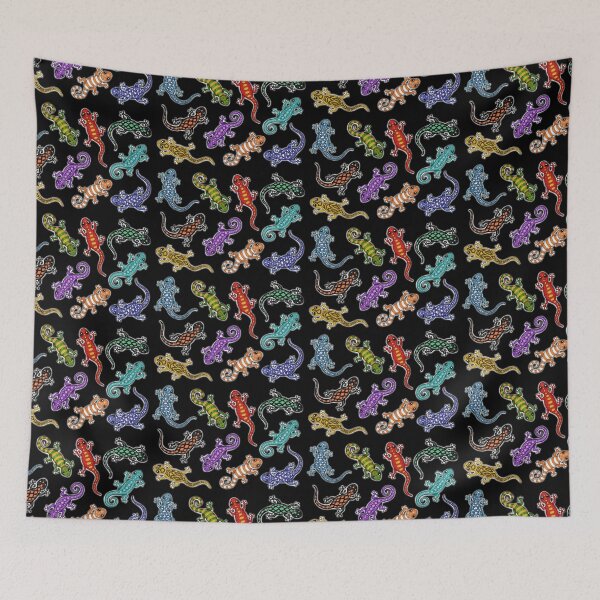Item preview, cute Lizards / Geckos black background designed and sold by Pezi-Creation.