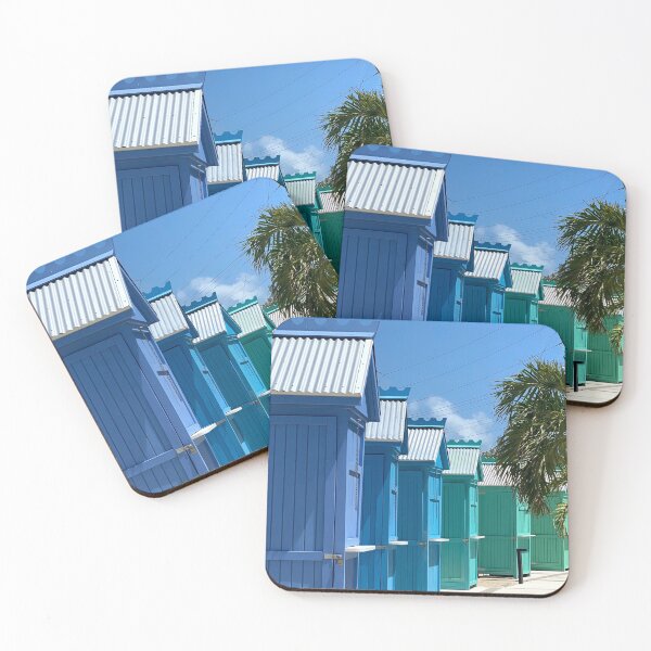 Item preview, Caribbean Colorful Bath Houses on 7 Mile Beach, Grand Cayman  designed and sold by 2CrabbySisters.