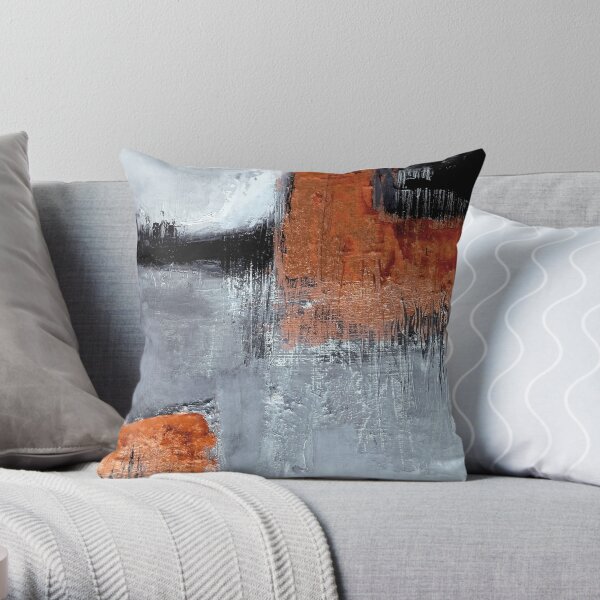 Black orange abstract Throw Pillow