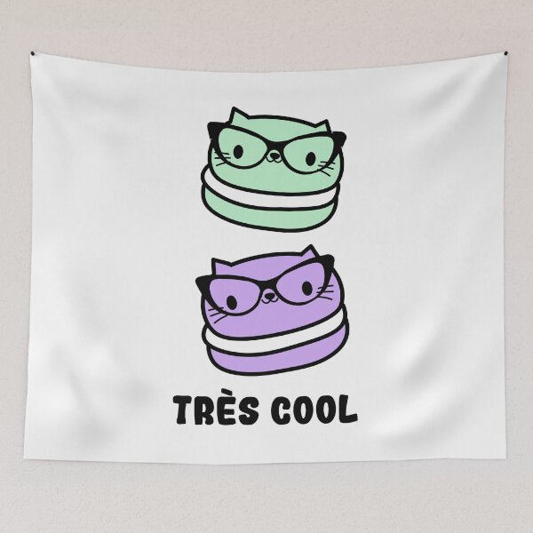 Item preview, Kawaii Cats with Glasses Macaron Shirt that says "Tres Cool" designed and sold by mariekawaii.