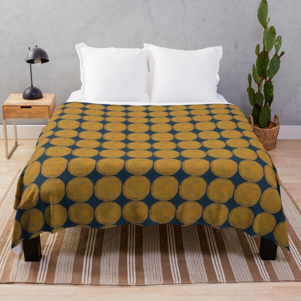 Item preview, Nucleus - Minimalist Organic Watercolor Dot Pattern in Mustard Yellow and Navy Blue designed and sold by kierkegaard.