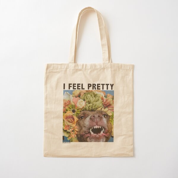 I feel pretty (Topaz smiling) with text Cotton Tote Bag