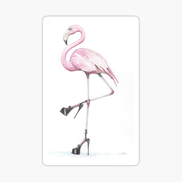 flamingo in stilettos Sticker