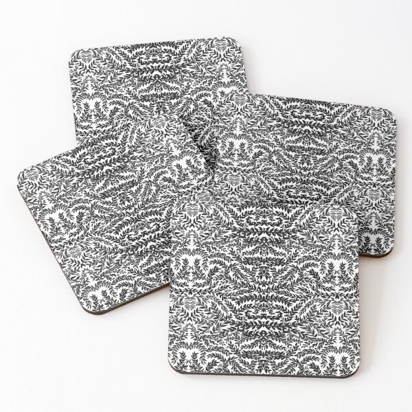 Item preview, Gothic leaf pattern black and white designed and sold by Onyria Art.