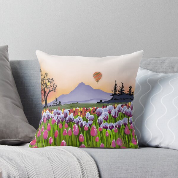 Item preview, Tulip field with hot air balloon designed and sold by sarahpainter.