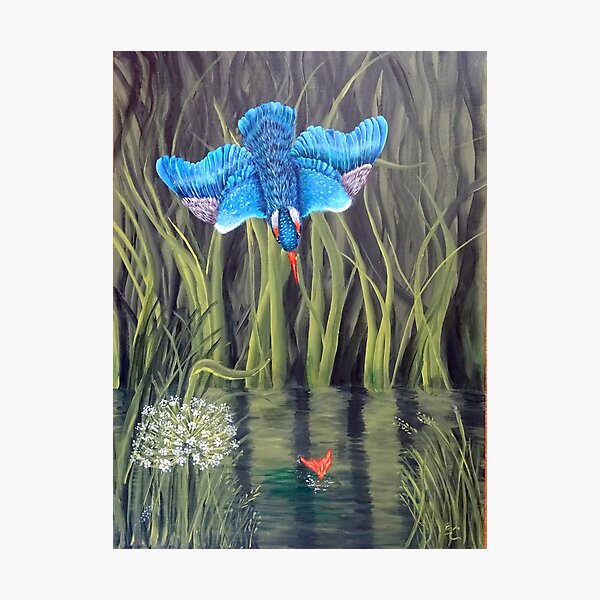 Item preview, The kingfisher diving designed and sold by Evelynejoyofart.