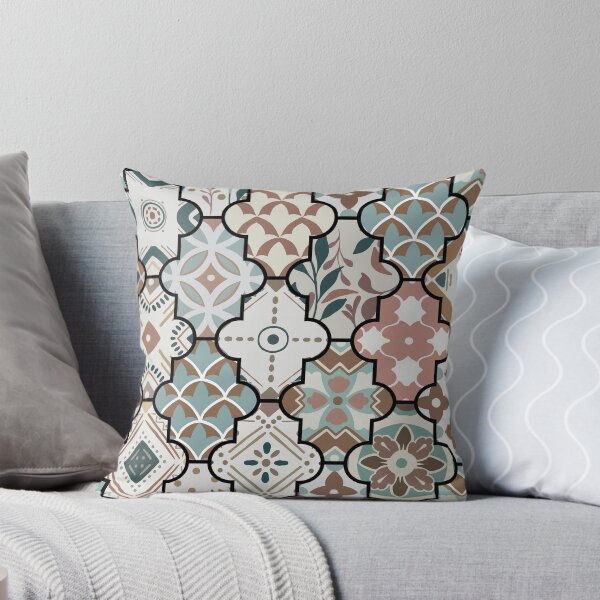 Item preview, ornamental east pattern in patchwork boho chic style with lattice designed and sold by amekamura.