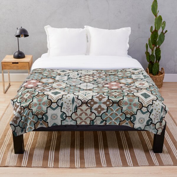 Item preview, ornamental east pattern in patchwork boho chic style with lattice designed and sold by amekamura.