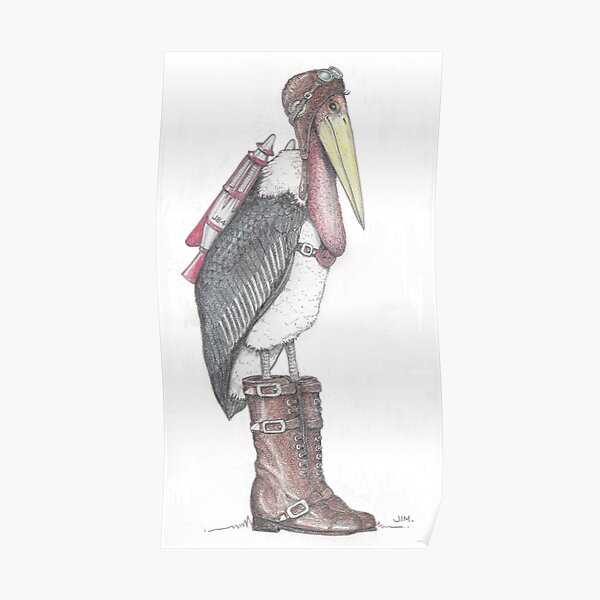 Steampunk stork in buckle boots Poster