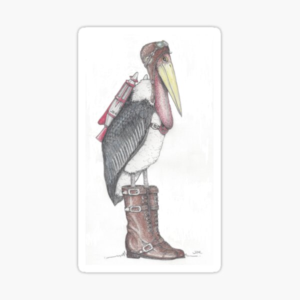 Steampunk stork in buckle boots Sticker