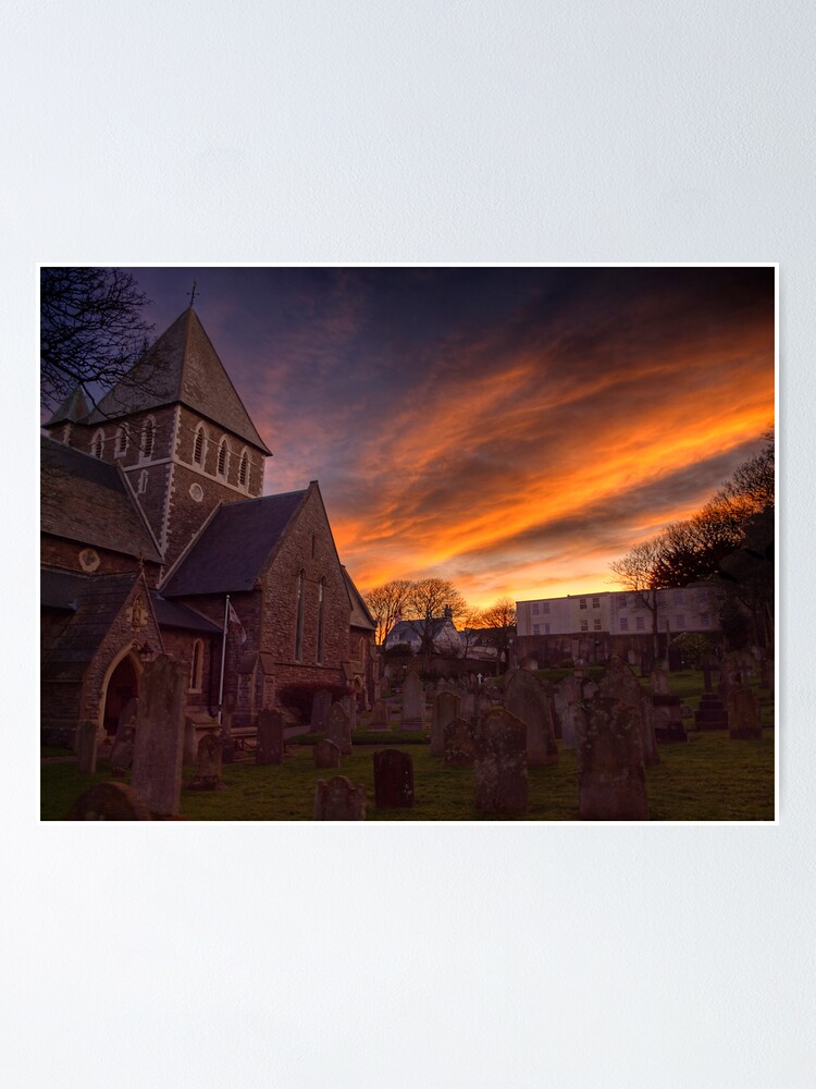 Alternate view of Sunrise over the Church in St.Anne on Alderney Poster