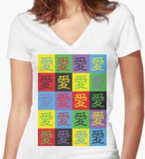 Love Popart Women's Fitted V-Neck T-Shirt