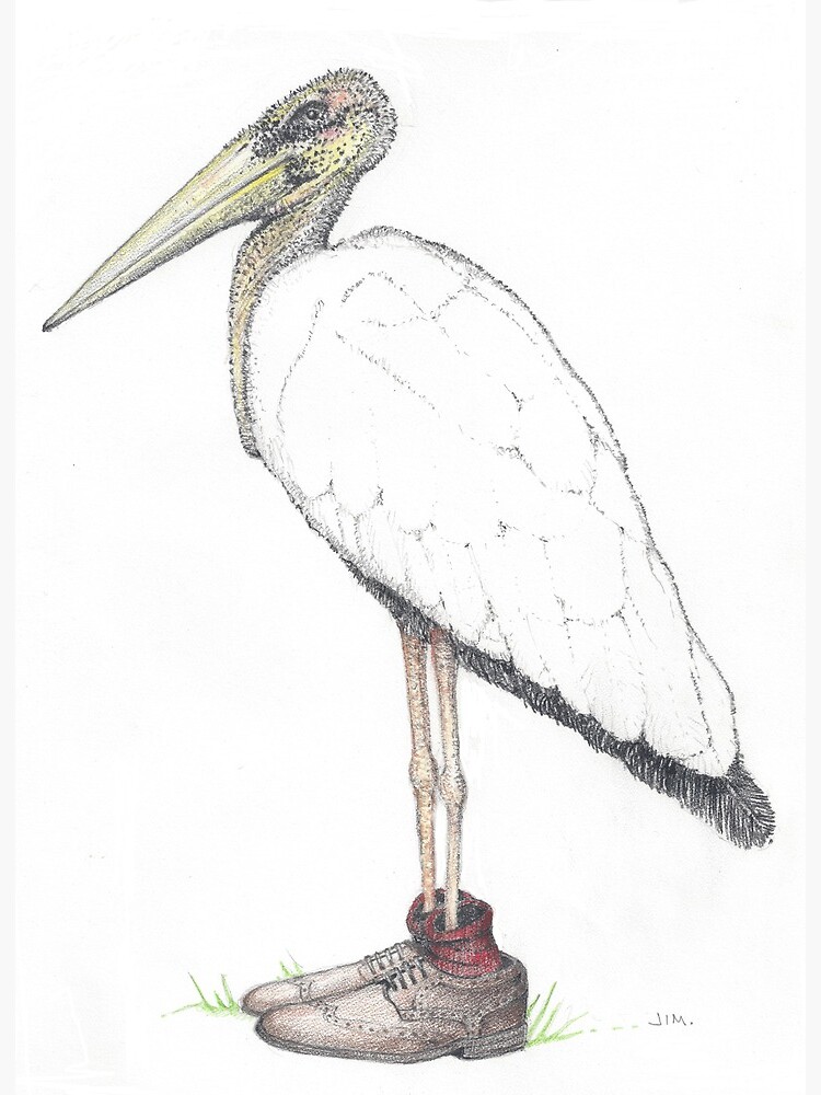 Thumbnail 2 of 2, Art Board Print, Stork in wingtips designed and sold by JimsBirds.