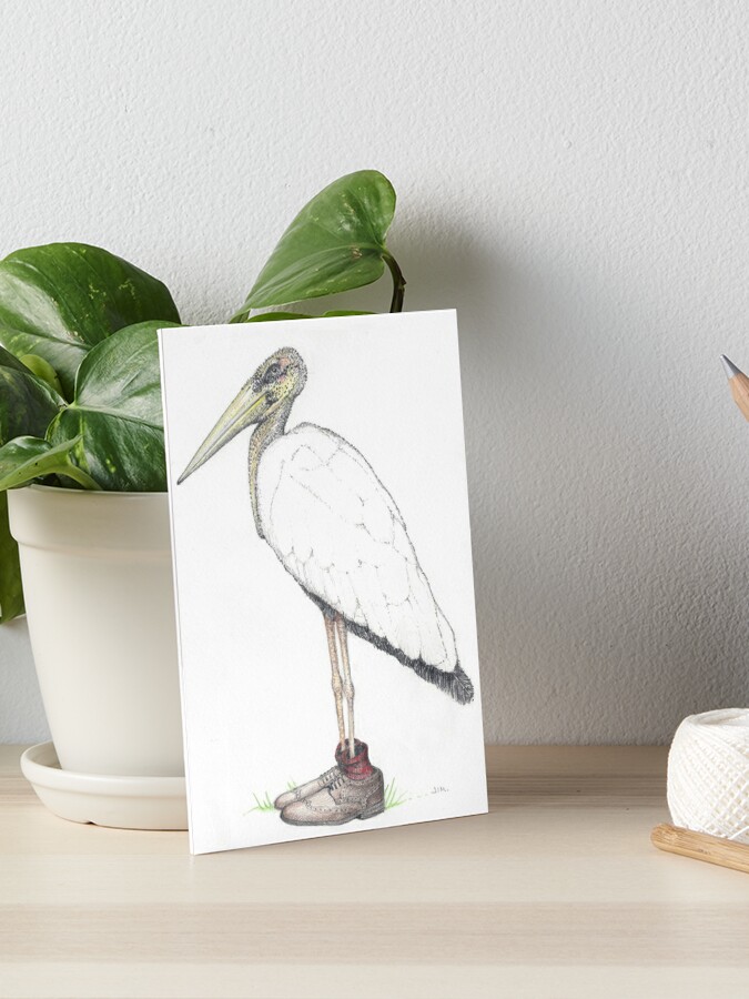 Thumbnail 1 of 2, Art Board Print, Stork in wingtips designed and sold by JimsBirds.