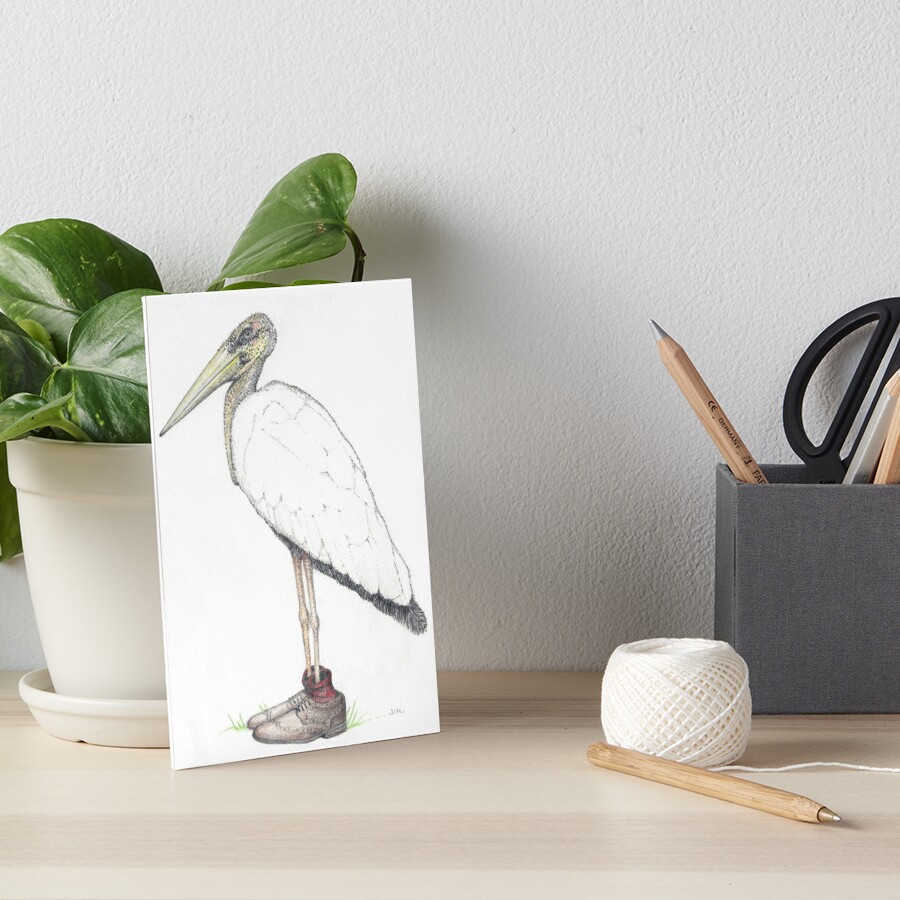 Stork in wingtips Art Board Print