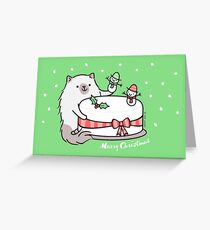 Himalayan Kitty Cat Decorating Christmas Cake Greeting Card