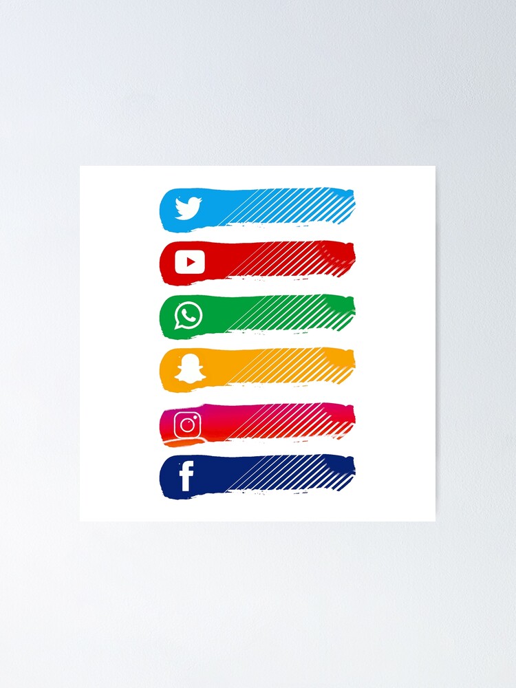 Facebook Twitter Whatsapp Instagram Snapchat Youtube Smartphone Internet Poster By Ukareem Redbubble