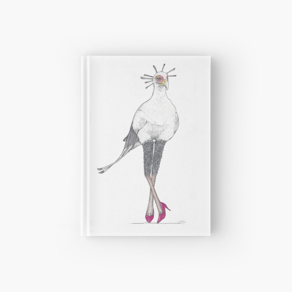 Secretary bird in red high heels Hardcover Journal
