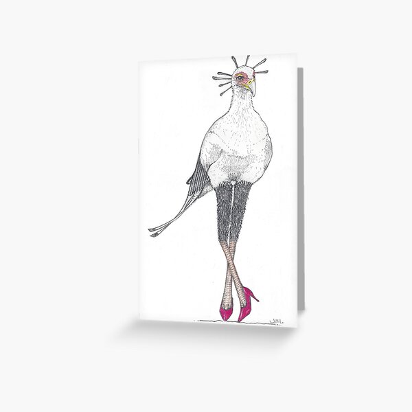 Item preview, Secretary bird in red high heels designed and sold by JimsBirds.