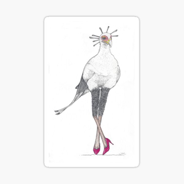 Item preview, Secretary bird in red high heels designed and sold by JimsBirds.