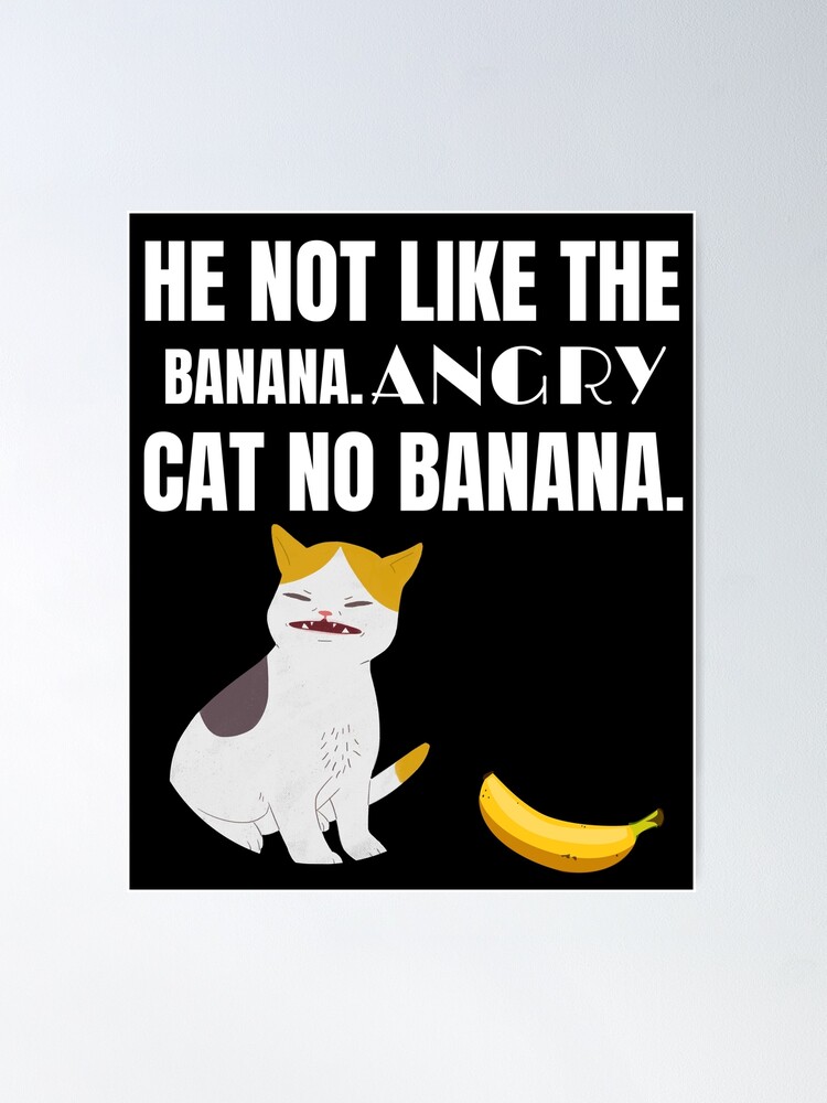 Angry cat no banana meme calico kitty hate yellow fruit - Angry