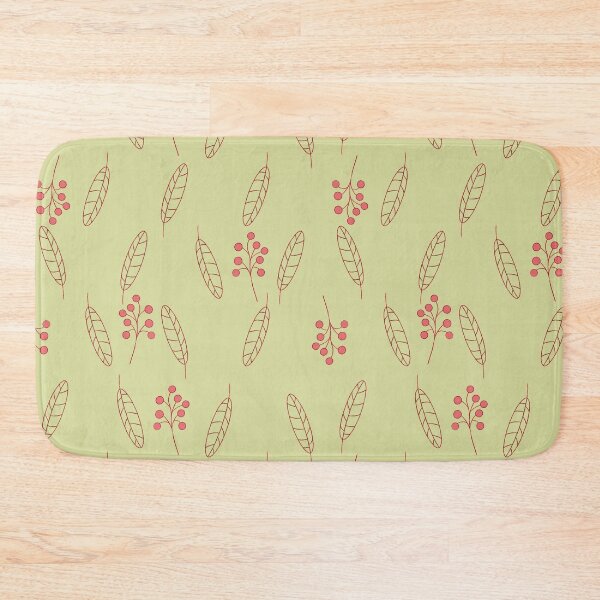 Item preview, Leaves and berries pattern on a green background designed and sold by KiwiBrush.