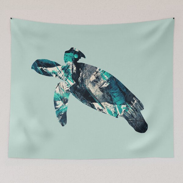 Item preview, Teal Paint Strokes Sea Turtle designed and sold by blue-jay-art.