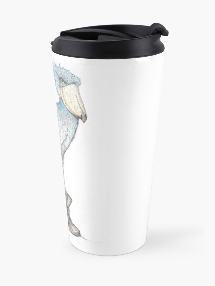 Thumbnail 2 of 5, Travel Coffee Mug, Shoebill in work boots designed and sold by JimsBirds.