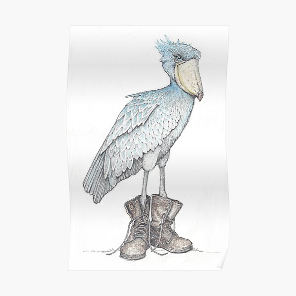 Shoebill in work boots Poster