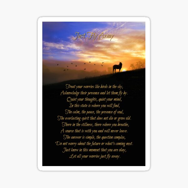 Item preview, Spiritual Do Not Worry Metaphysical Encouragement Poem with Horse and Birds designed and sold by Stephanie Laird.