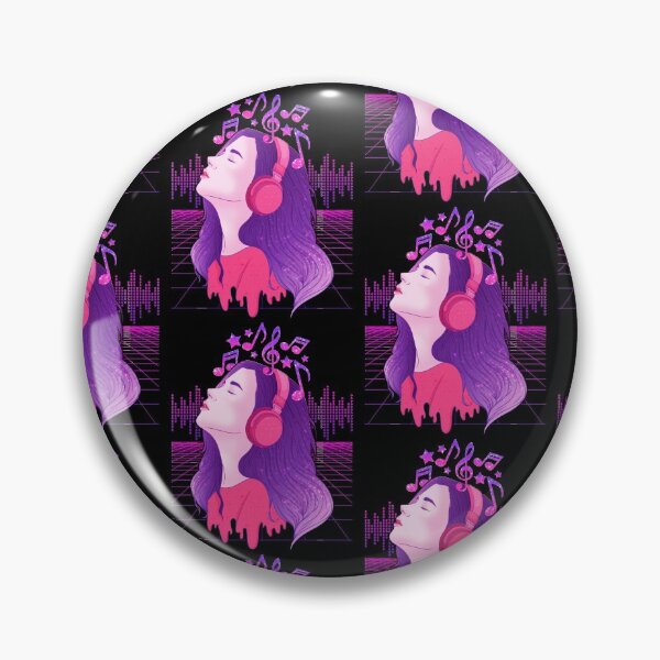 Item preview, Vaporwave Girl EDM & Trance Dance Music Headphones Tile Pattern designed and sold by perfectpresents.