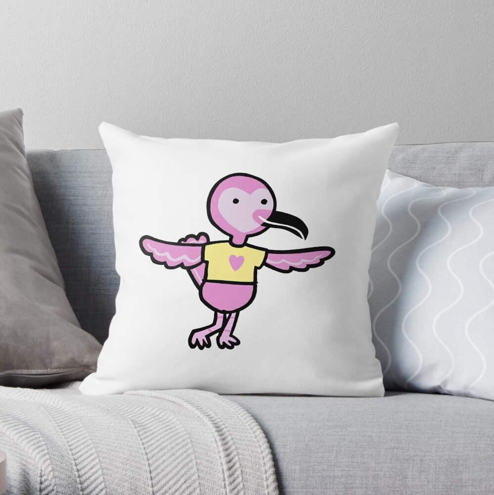 Flamingo Cartoon Throw Pillow By Lovegames Redbubble - itsfunneh pillow cute youtubers funneh roblox pillows