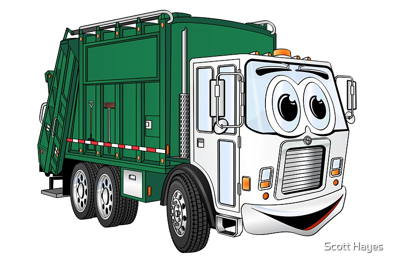 "Green Cartoon Garbage Truck" Posters by Graphxpro | Redbubble