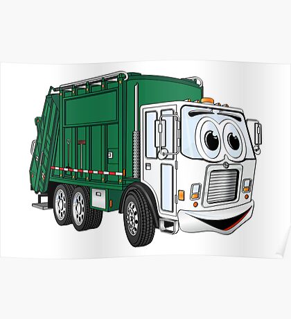 green garbage truck cartoon