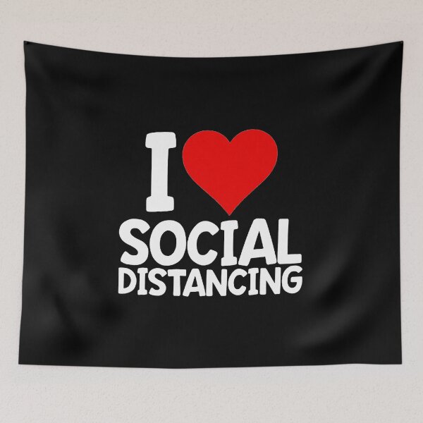 Item preview, i love social distancing love home quarantine Face Mask designed and sold by Funny Tee.