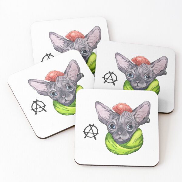 Item preview, punk sphinx cat, watercolor anarchy. designed and sold by lara-kaluga.