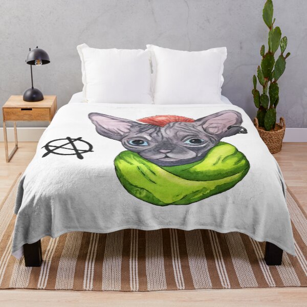 Item preview, punk sphinx cat, watercolor anarchy. designed and sold by lara-kaluga.