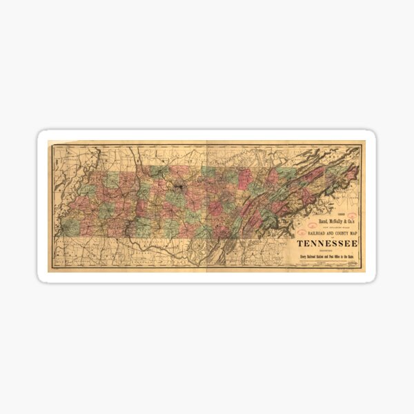 Item preview, Vintage Tennessee Railroad Map (1888) designed and sold by BravuraMedia.