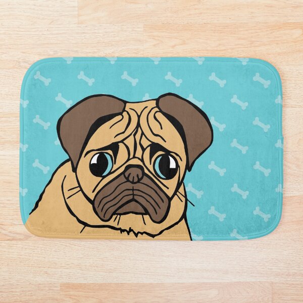Worried Pug Bath Mat