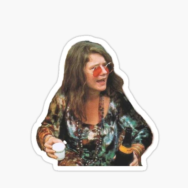 Janis Joplin en Woodstock toma una copa Pegatina