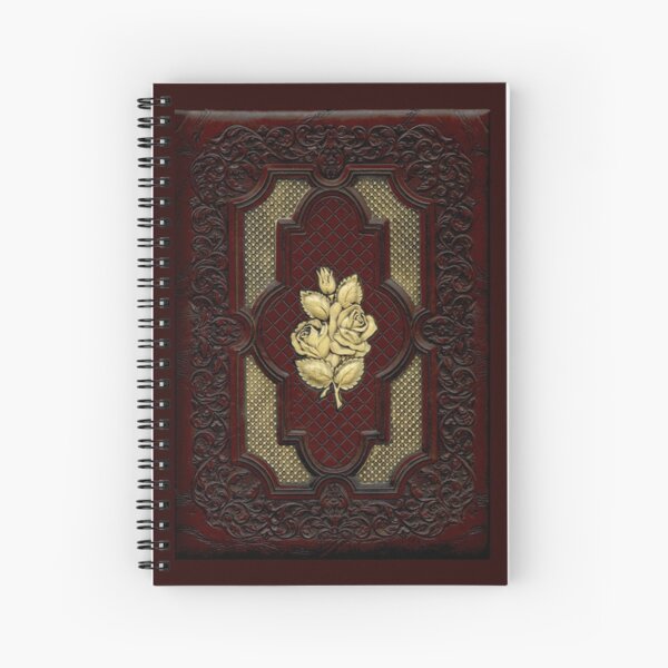 Tooled Leather and Ivory Rose Cover Spiral Notebook
