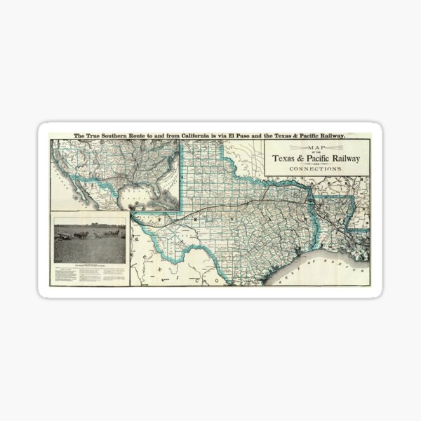 Item preview, Vintage Texas and Louisiana Railroad Map (1903) designed and sold by BravuraMedia.