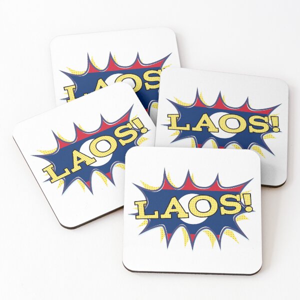 Item preview, The flag of Laos KAPOW starburst  designed and sold by piedaydesigns.