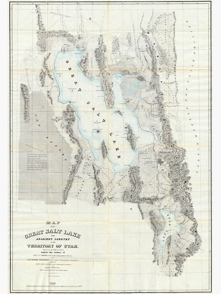 Vintage Map of The Great Salt Lake (1852) by BravuraMedia